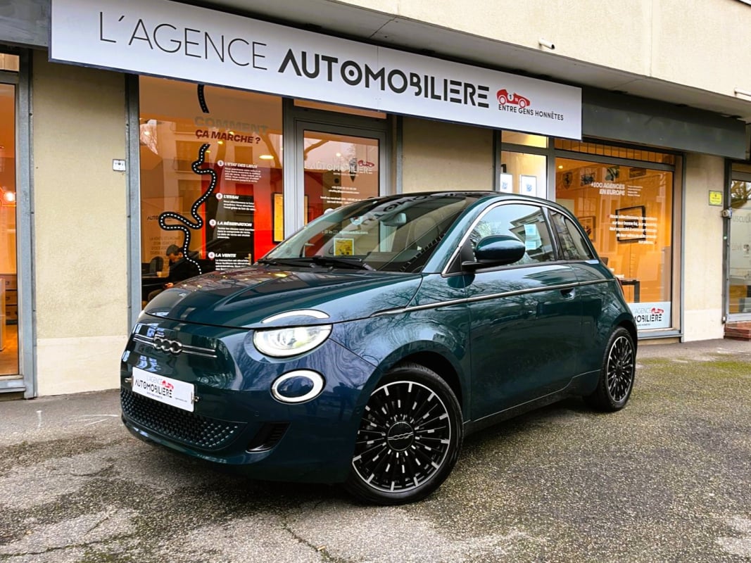 Fiat 500 III E 118 LA PRIMA BY BOCELLI 42KWH TOIT VITRE, OCEAN GREEN — 1