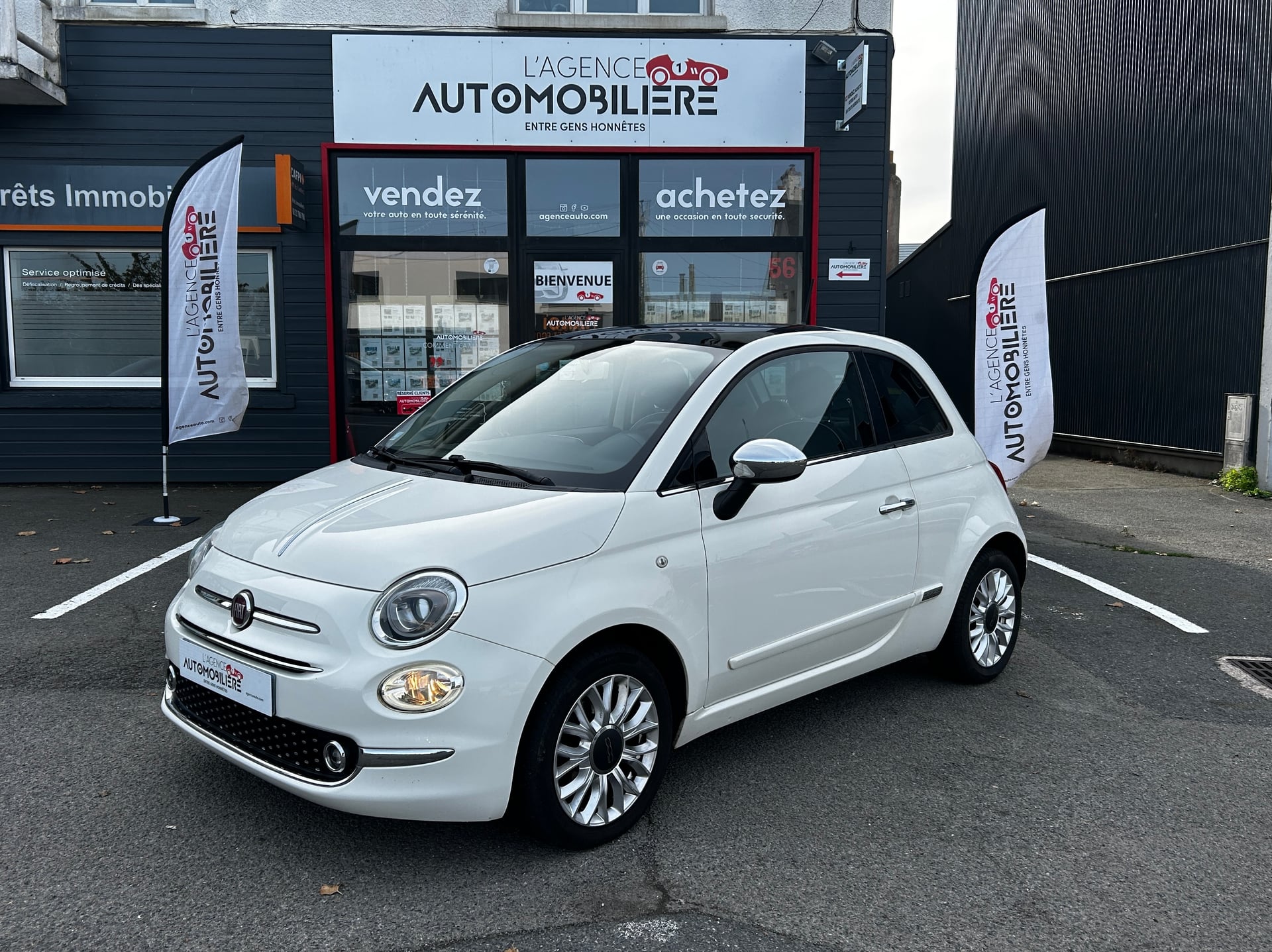 Fiat 500 1.2 70 ch BVM5 Lounge (Toit pano)