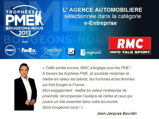 L'Agence Automobilière aux trophées PME 2013 sur RMC