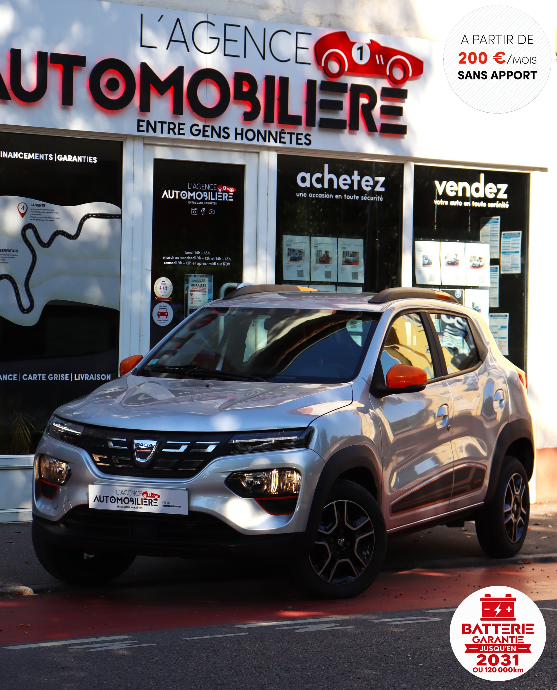 Dacia Spring EV 45 Confort plus (1ère main, Batterie 92%, Caméra, Clim)